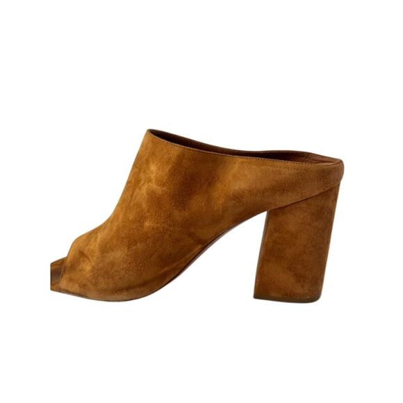 Givenchy Paris Hazelnut Suede Peep Toe Block Heel Mules Size 10 Designer Italy - Picture 11 of 11